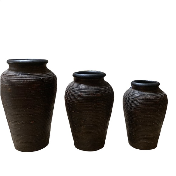 Brown Decorative Jars (3) Vintage - Picture 1 of 6